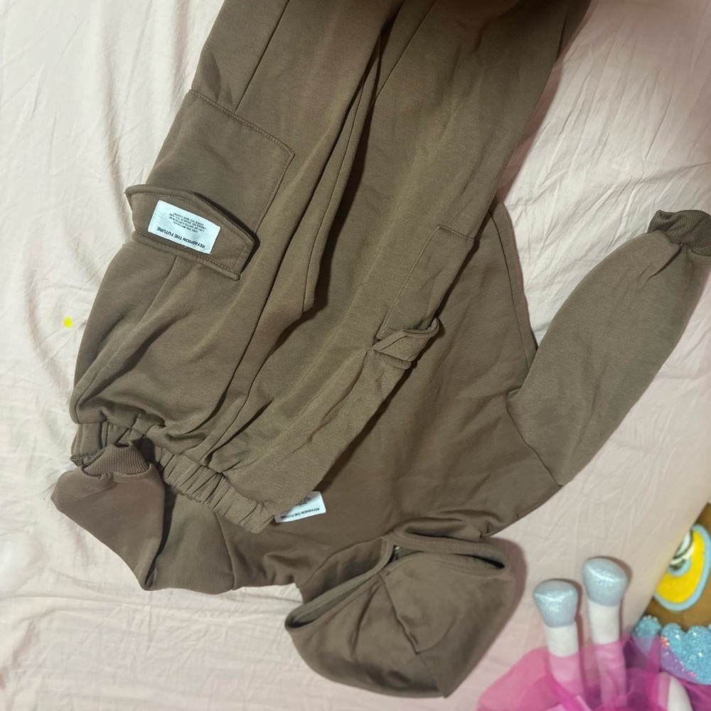 Brown Hooded Jumpsuit